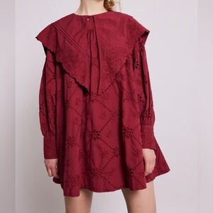 Damson Madder Clementine Embroidered Collared Mini Dress